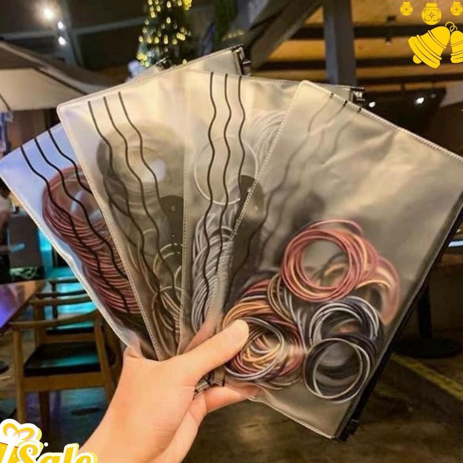 Set 100 Cái Chun Buộc Tóc Hàn Quốc Trơn Nhiều Màu Kèm Túi Zip 93HEY CBT01