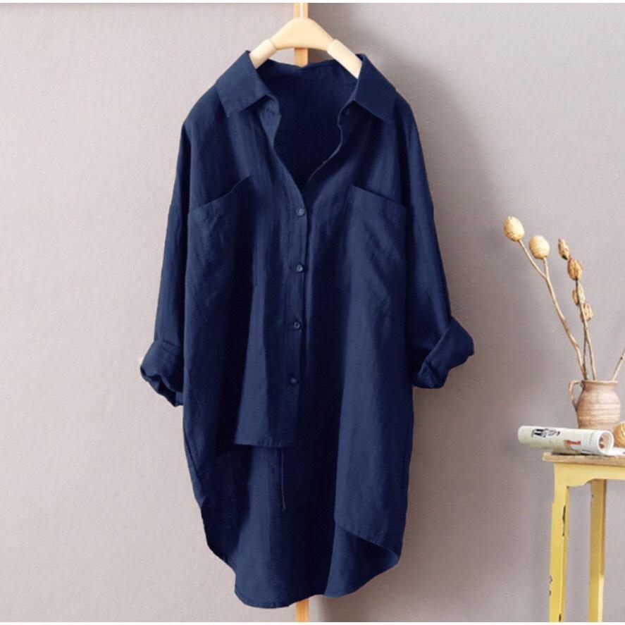 Áo sơ mi nam nữ dài tay Unisex Basic trơn Form Slim màu xanh trắng đen đỏ chất đũi mịn mát G5