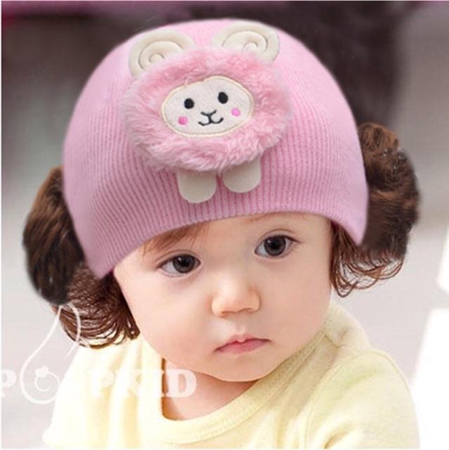 Nón len tóc giả hình thú dễ thương