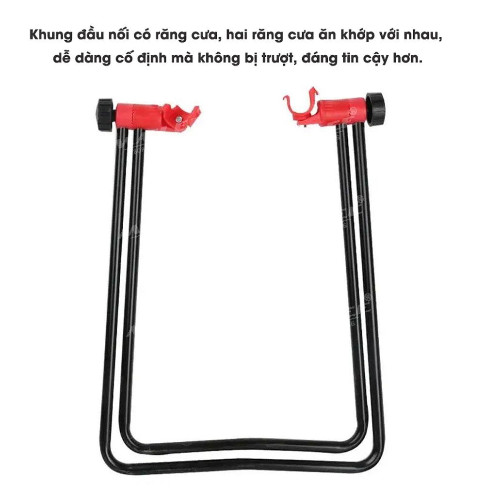 Giá đỗ xe đạp chân chóng cố định chữ U móc đỏ giúp dựng đứng xe đạp để sửa chữa/ bảo dưỡng, khung kim loại, móc nhựa ABS (1 cỡ có điều chỉnh) - Mai Lee