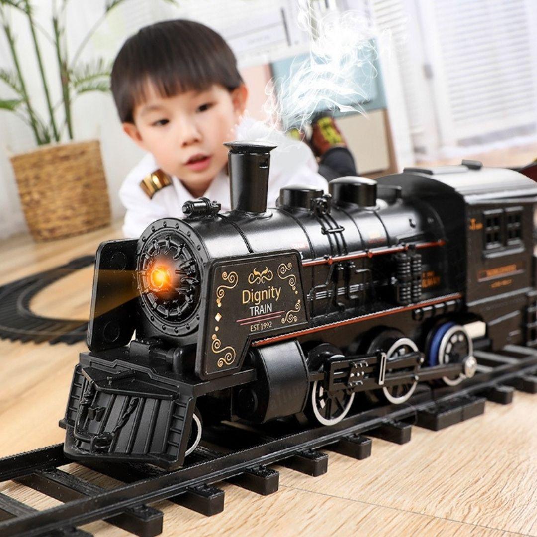 [Có sẵn] Đồ chơi mô hình tàu hỏa cổ điển chạy trên đường ray, nhả hơi nước, có đèn và âm thanh - 19060-6