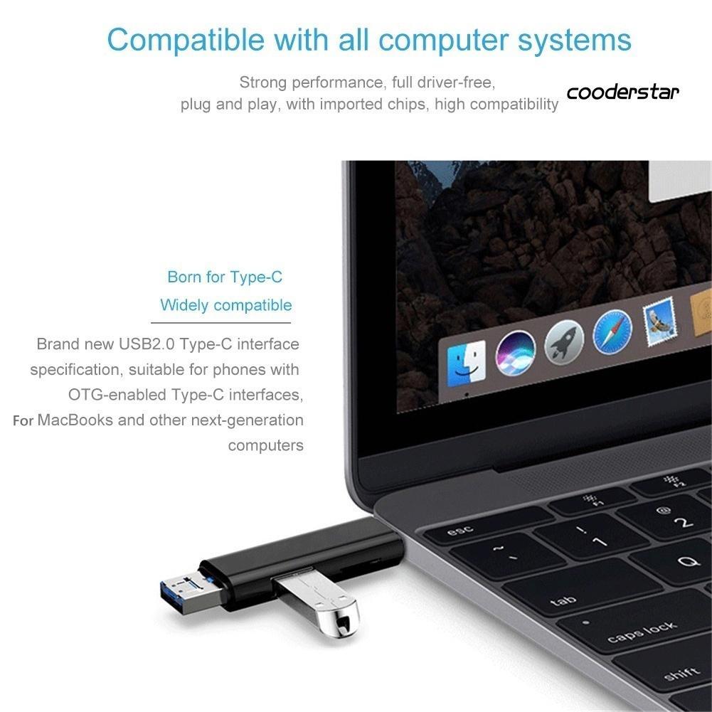 Đầu Đọc Thẻ Nhớ OTG Micro USB Type C TF 5 Trong 1 Đa Năng Cho Android Và Máy Tính Bàn