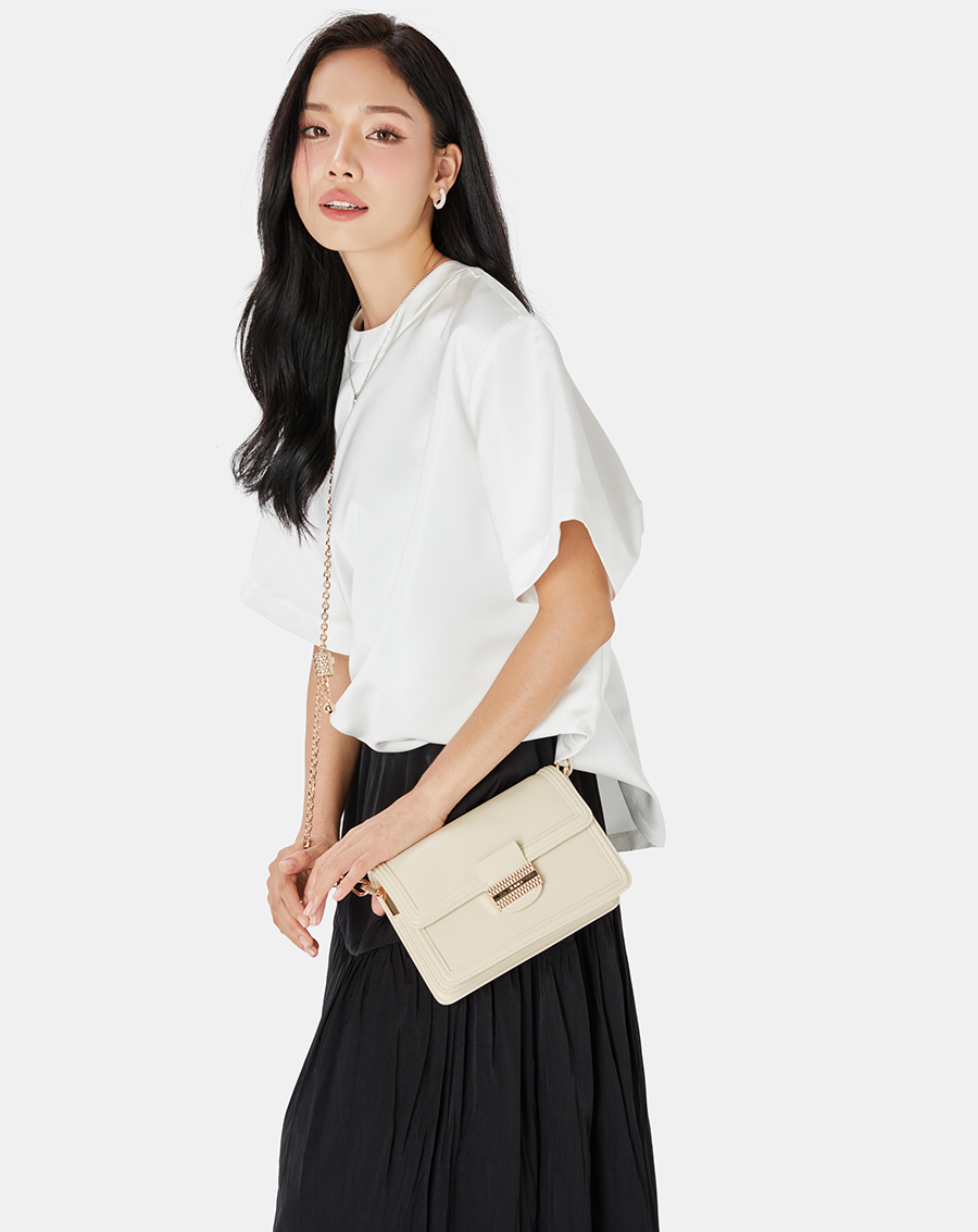 Túi Xách Nữ Thời Trang JUNO Cỡ Nhỏ Trang Trí Khóa Kim Loại TXN800