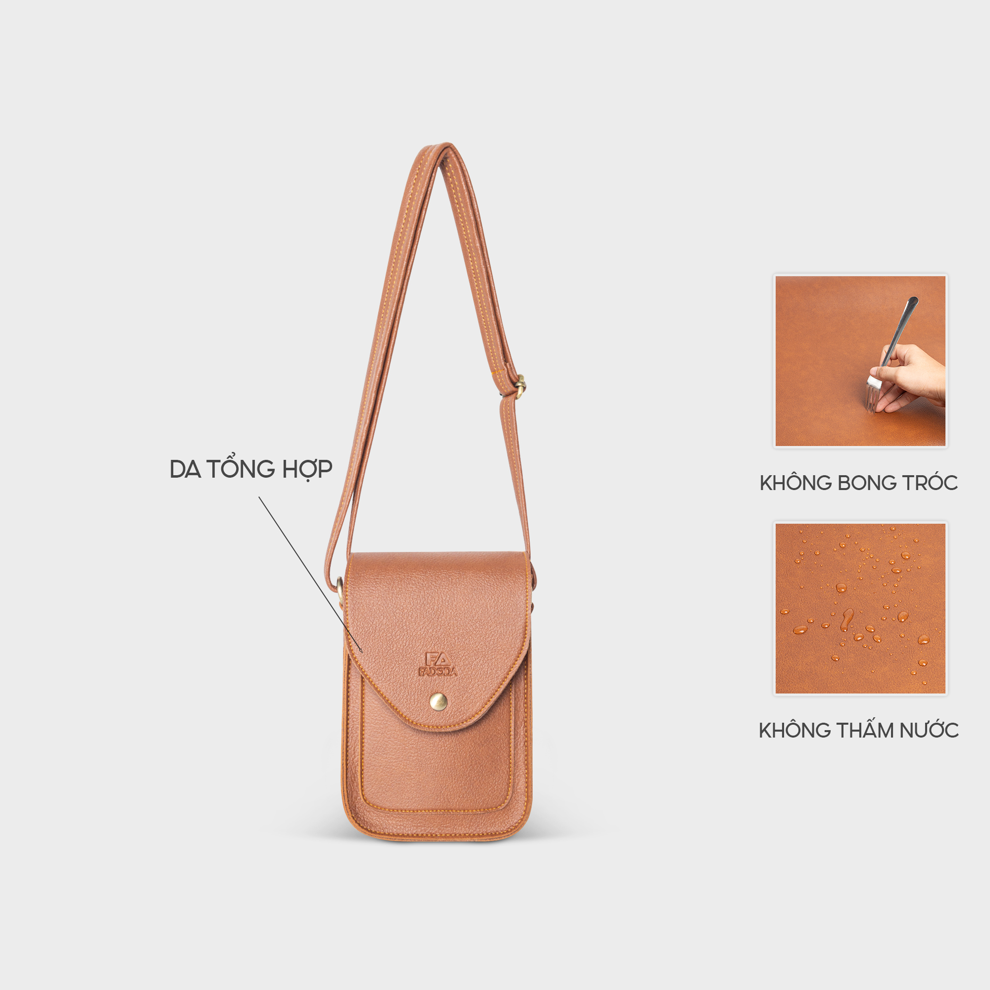 Túi da thời trang đeo chéo mini đựng điện thoại nữ Fadoda FN46