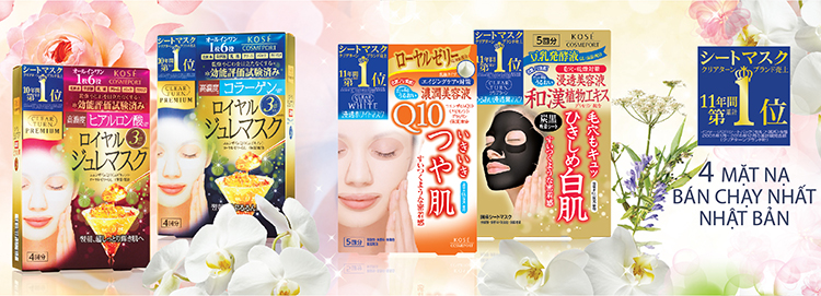 Mặt Nạ Dưỡng Trắng Kosé Cosmeport Clear Turn White Mask Q10 (5 Miếng)