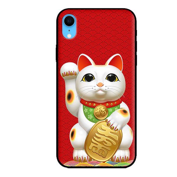 Ốp lưng cho iPhone XR Mèo May Mắn Nền Đỏ - Hàng chính hãng