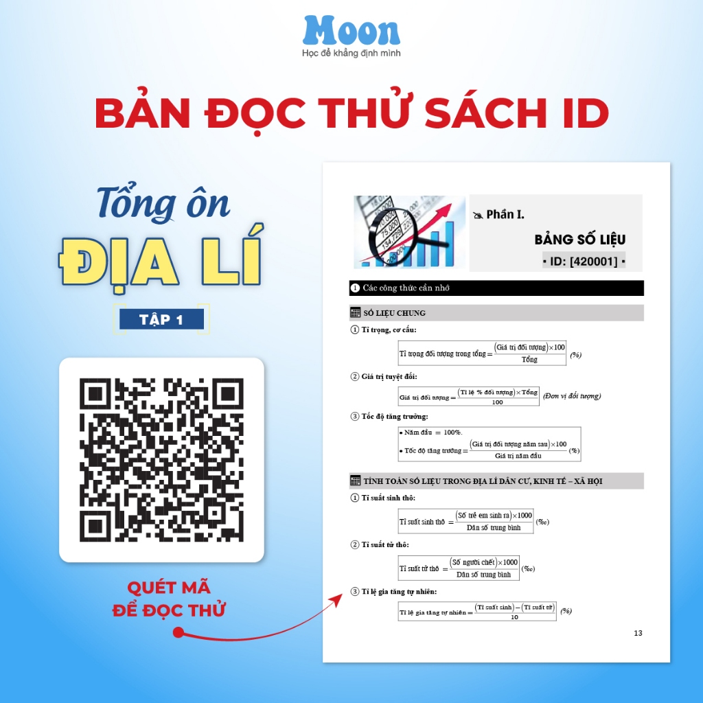 Sách ID Tổng Ôn Địa Lí lớp 12 luyện thi kiến thức ôn thi thpt quốc gia Bản Mới Nhất Moonbook