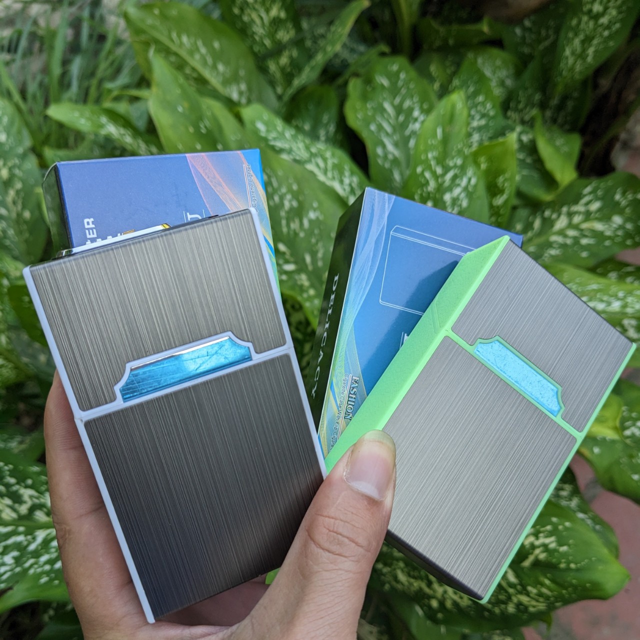 Hộp quẹt sạc điện 2in1 kèm vỏ hộp dạ quang hàng loại tốt chống nước cao cấp