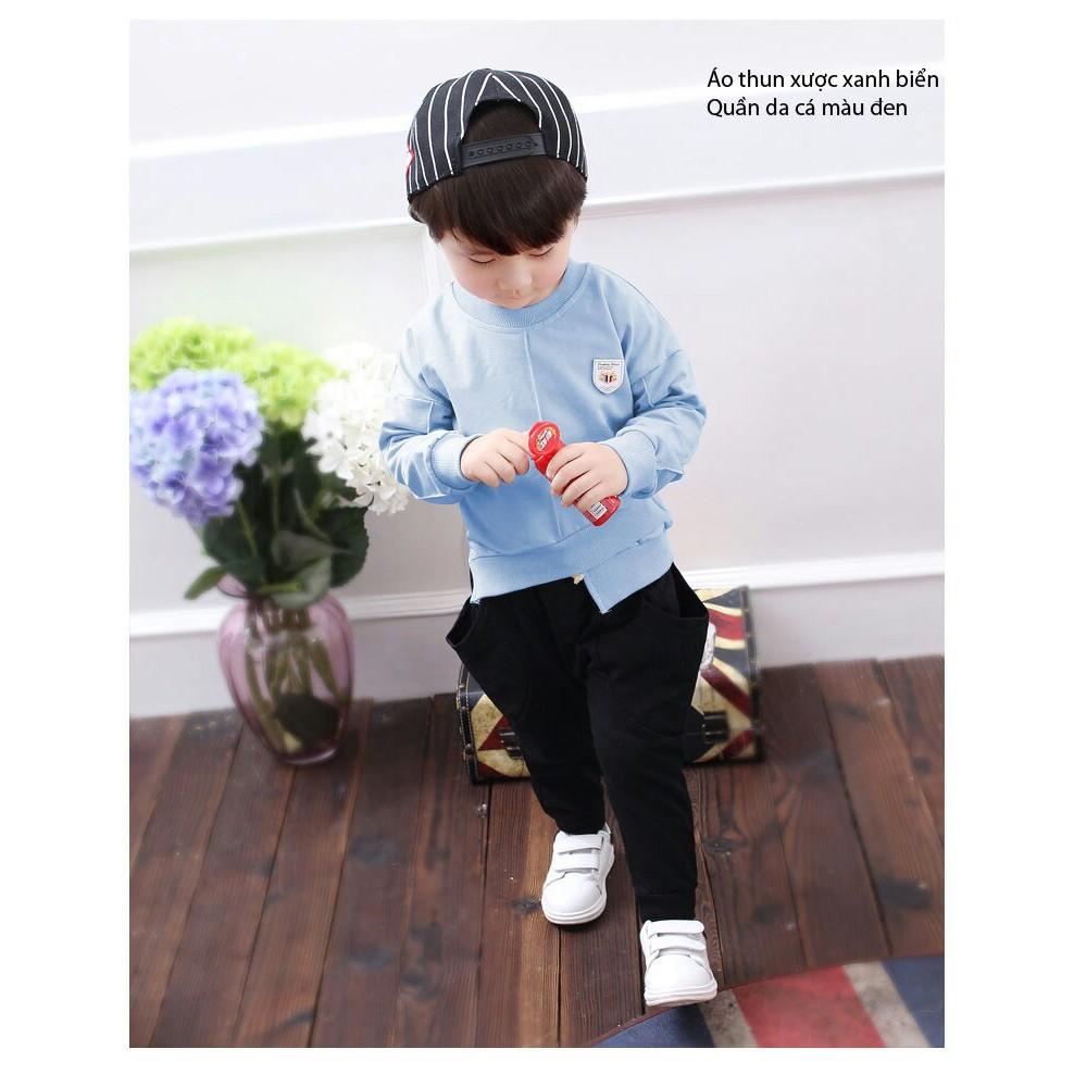 Bộ quần áo dài ấm áp cho bé trai, hình thêu, may lệch tà sành điệu - Quần áo trẻ em - SockiMall