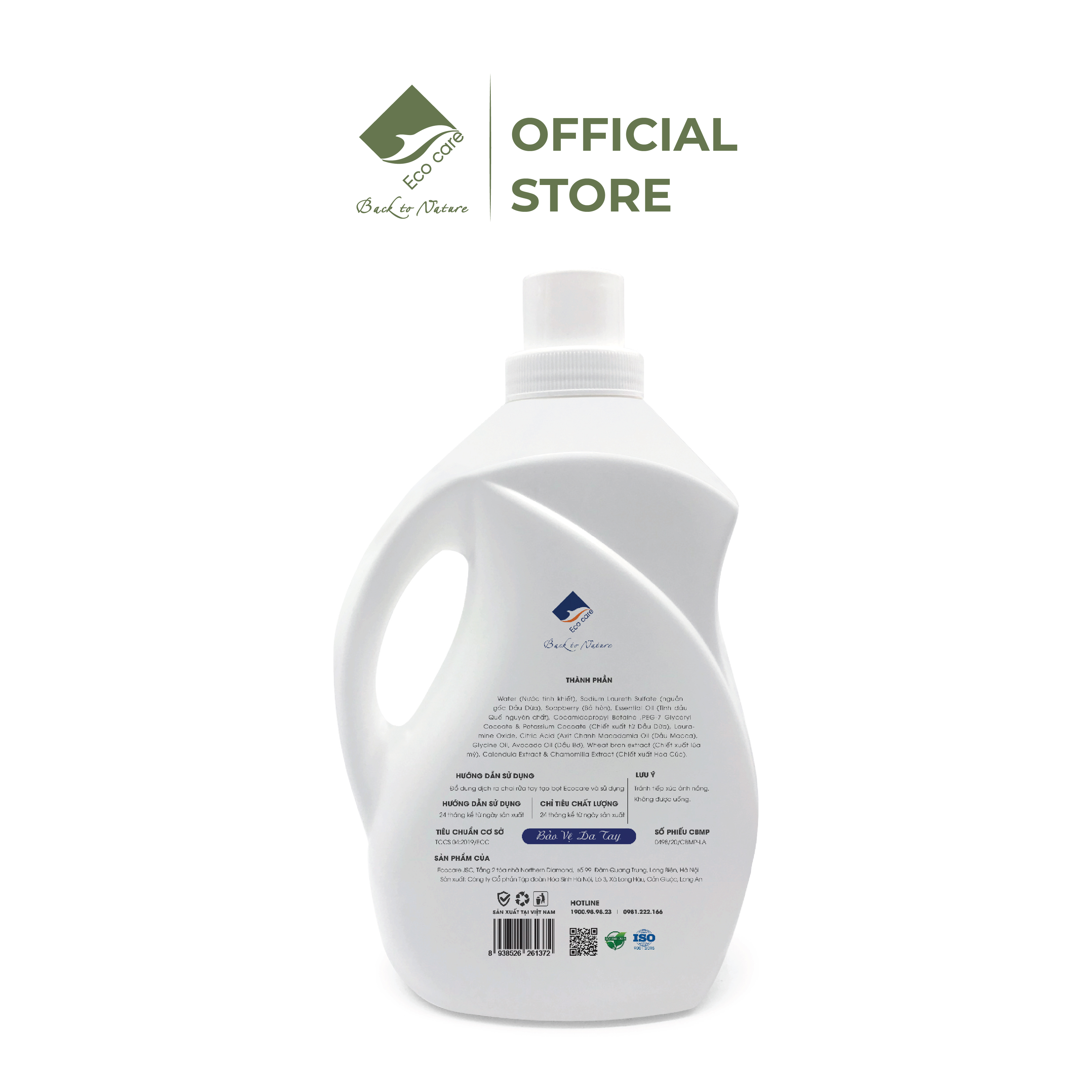 Nước rửa tay hữu cơ diệt khuẩn dạng bọt hương Quế 4000ml thương hiệu Ecocare ( tặng kèm vỏ tạo bọt)