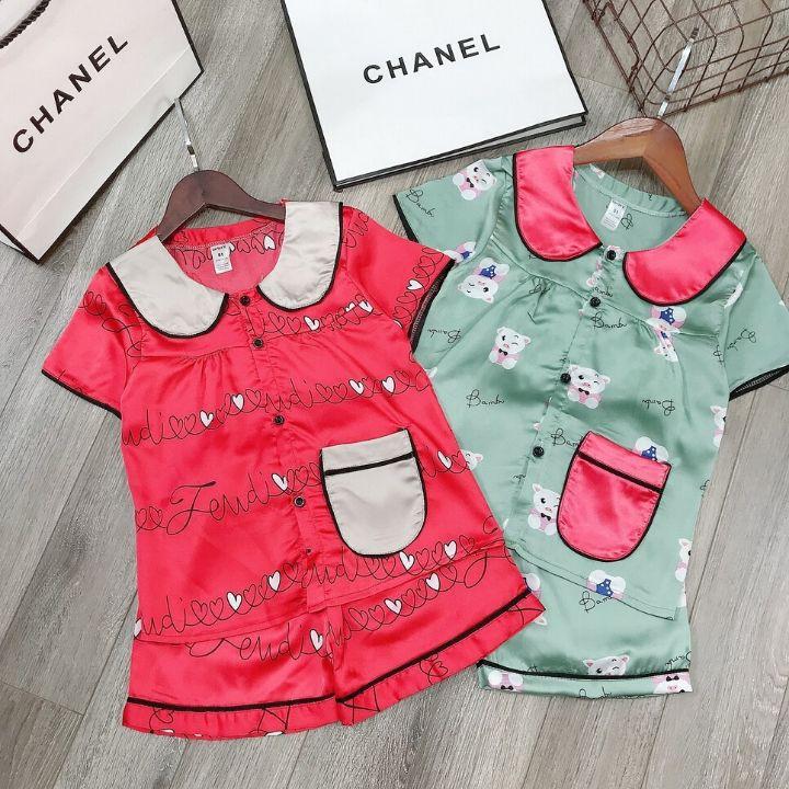 Bộ pijama bé gái size 20-40kg vải lụa