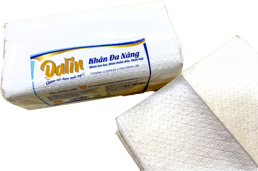 KHĂN GIẤY LAU TAY DALIN SIÊU DÀY 150 TỜ, DÀI 20CM, THẤM HÚT NƯỚC, DẦU CỰC TỐT