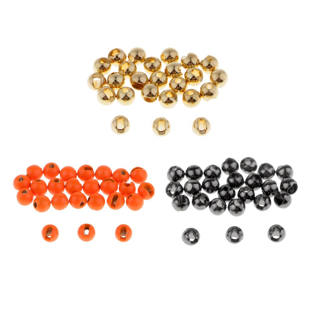 75pcs Tungsten Slotted Fly Tying Beads Nymph Head Eyes Round Ball Beads 2.8mm
