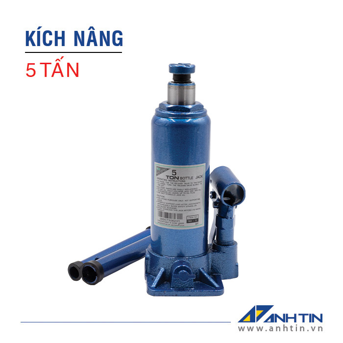 Con đội 5 tấn | Kích nâng xe ô tô xe tải | Kích thủy lực 5 tấn | Chiều cao nâng 120mm | Chiều cao ren 60mm