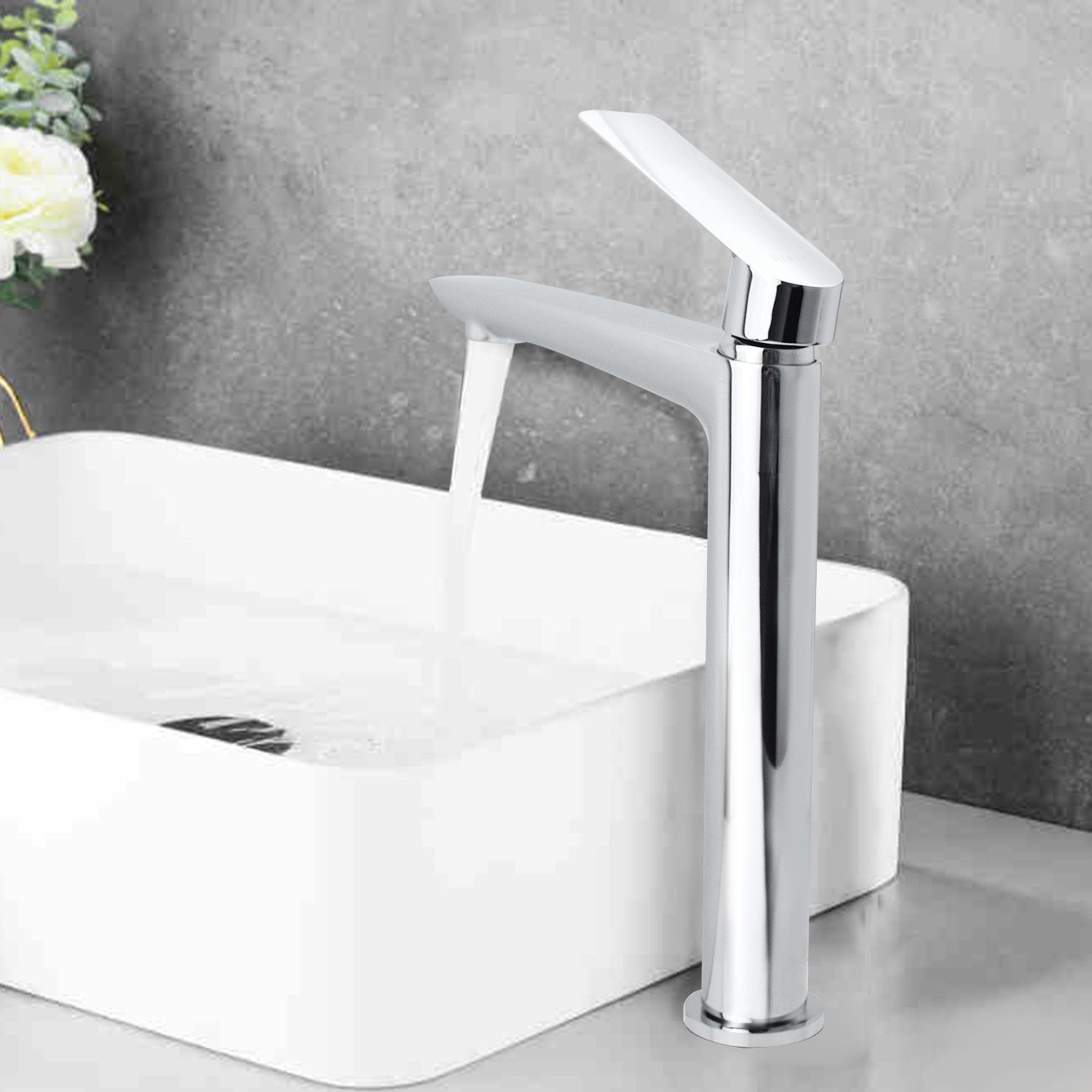 Combo vòi bếp KF-923 + vòi lavabo KF-765 đồng gương sáng bóng cao cấp Hiwin