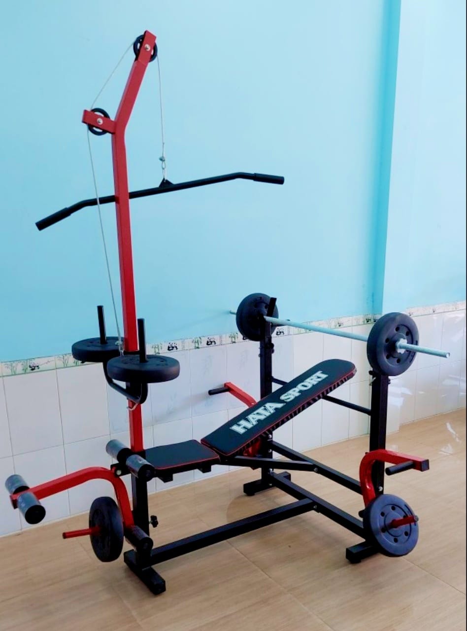 Giàn tập tạ đa năng HT750 loại lớn khung giá đỡ đòn tạ rộng 88cm, thép dày cứng cáp