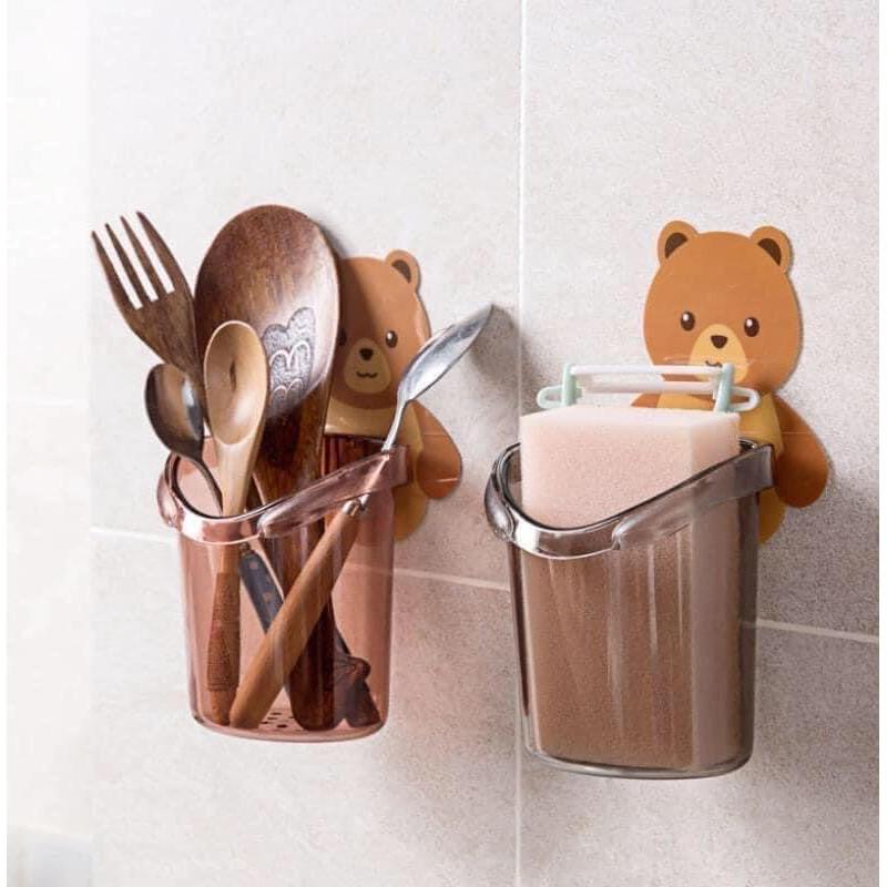 Cốc gấu đựng bàn chải kem đánh răng, Cốc gấu dán tường siêu dính