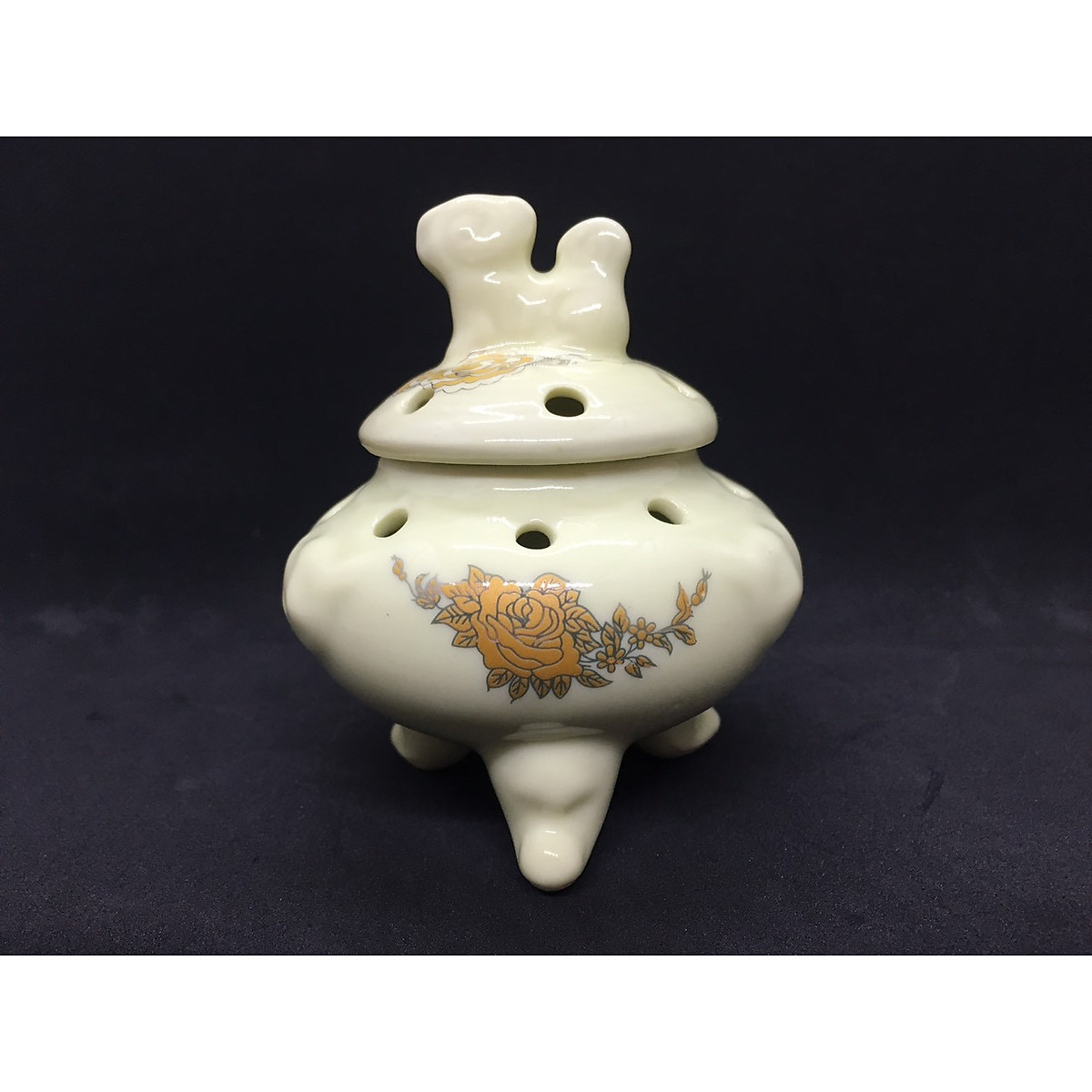 Lư đốt trầm sứ  Đk:9,5cm. Cao:11cm- kjh6533