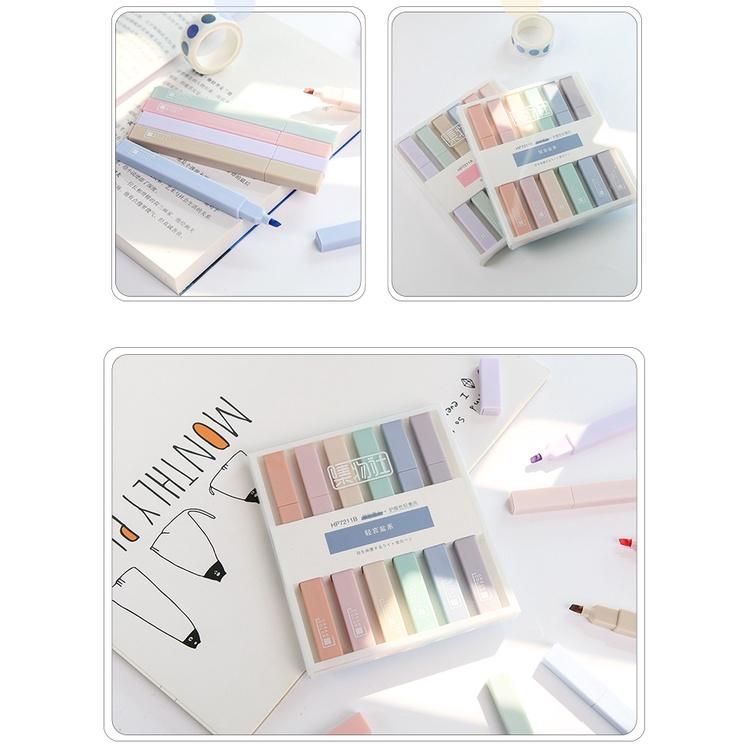 RY DIYSet - 6 bút highlight pastel CREAM COLOR dùng trang trí sổ sách dễ thương