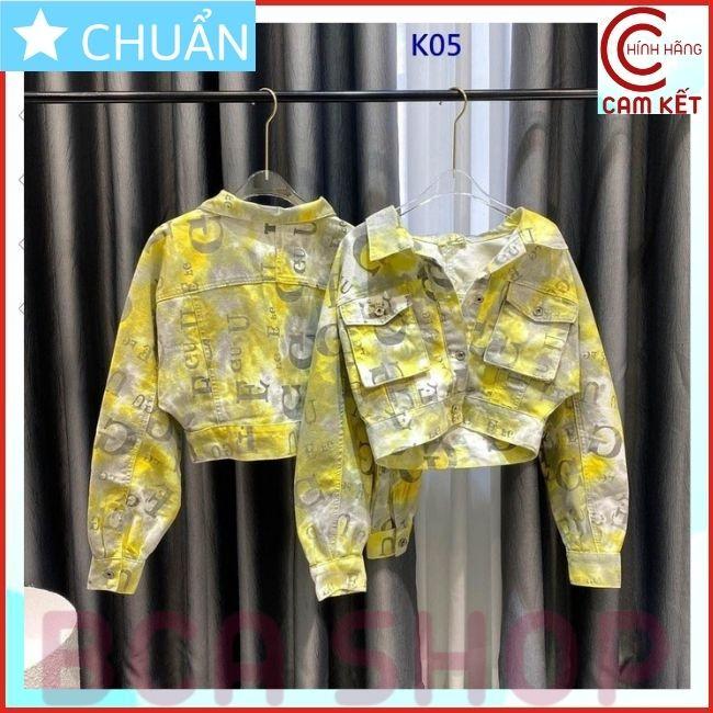 Áo khoác jeans nữ K05 ROSATA tại BCASHOP kiểu dáng croptop, thời thượng với chất jean cao cấp, phom chuẩn - màu vàng
