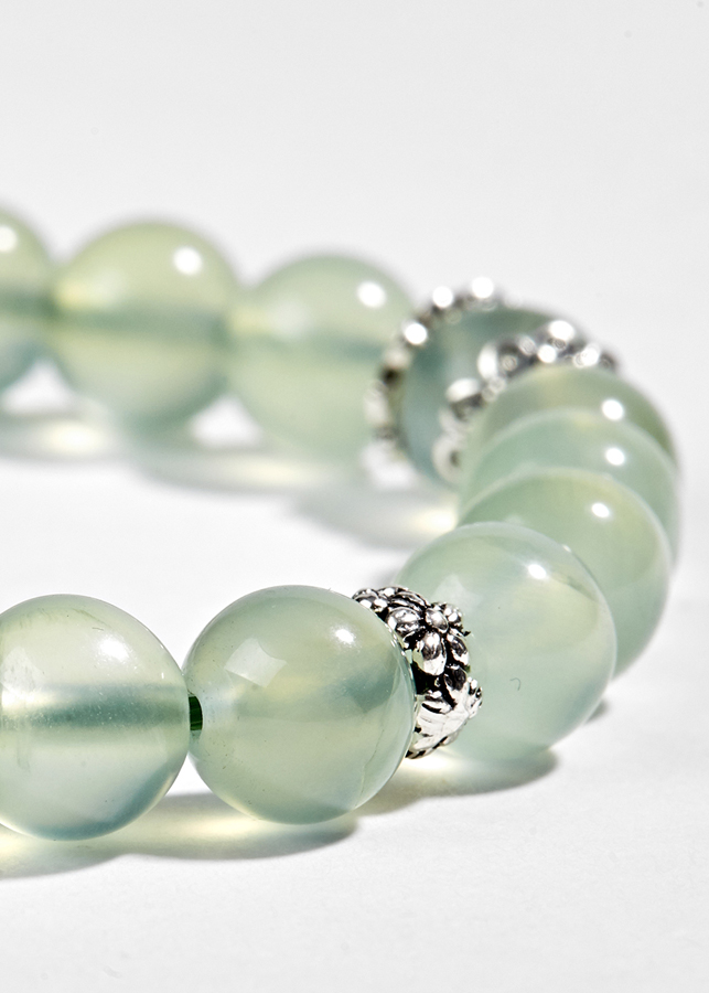 Vòng Thạch Anh Xanh Phối Charm Bạc