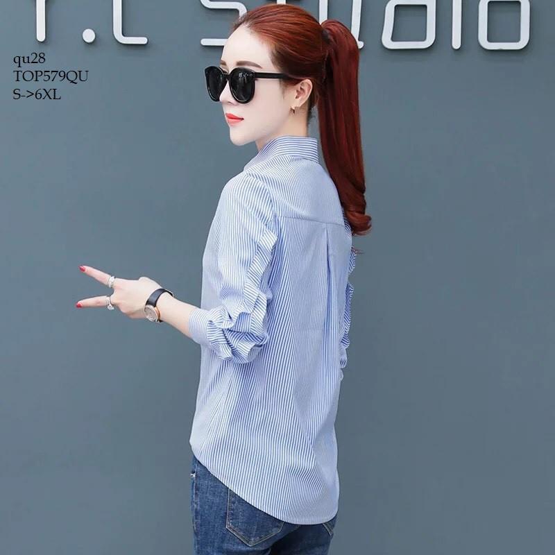 TOP471 ÁO SƠ MI SỌC KẺ DÀI TAY CÔNG SỞ
