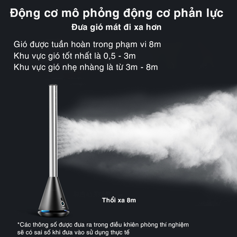 Quạt tháp quạt không cánh có điều khiển từ xa hẹn giờ tắt công suất lớn độ ồn thấp an toàn cho trẻ nhỏ