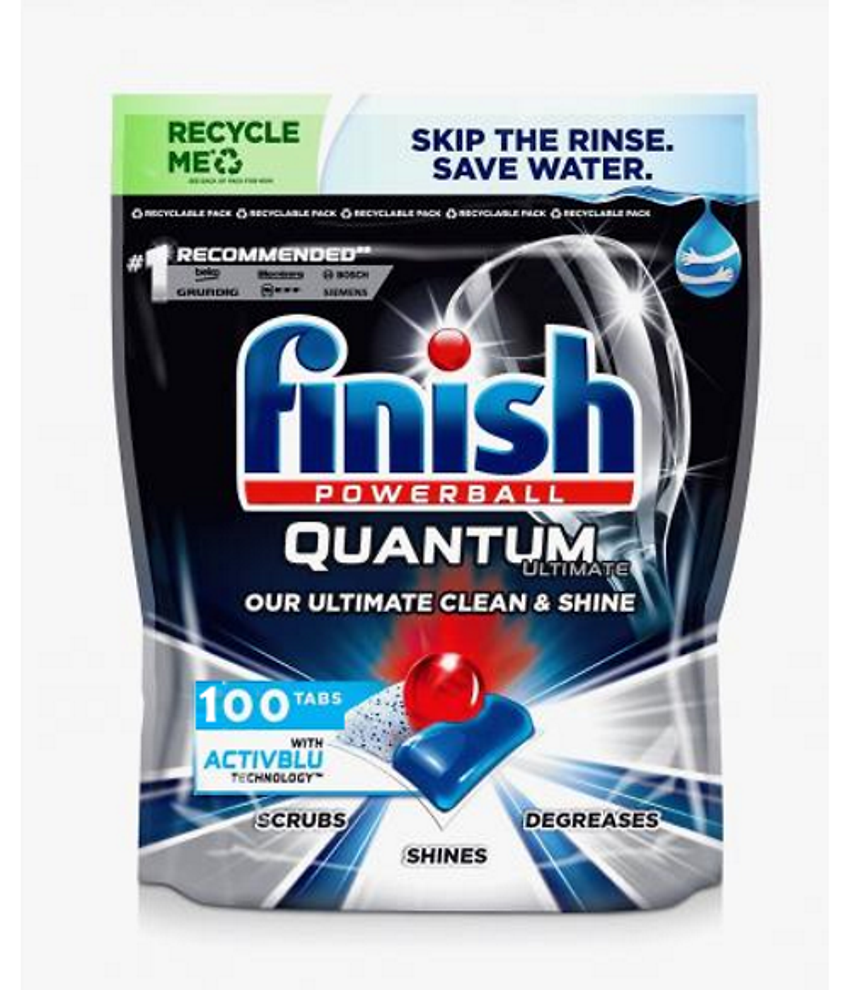 Viên rửa bát Finish Quantum Ultimate 100 tabs loại cao cấp nhất 14 in 1 dùng cho máy rửa bát