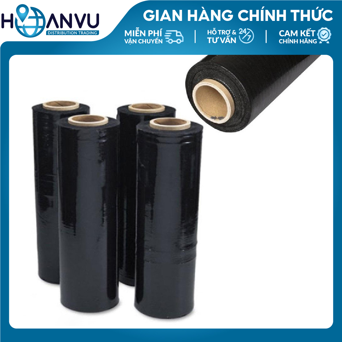 Màng PE Quấn Hàng Pallet TPP, PE Stretch Film, Màng Nhựa Bọc Hàng, Màng Quấn Pallet, Màng Chít, Màng Co, Màng Cuốn Hàng – Màu Đen