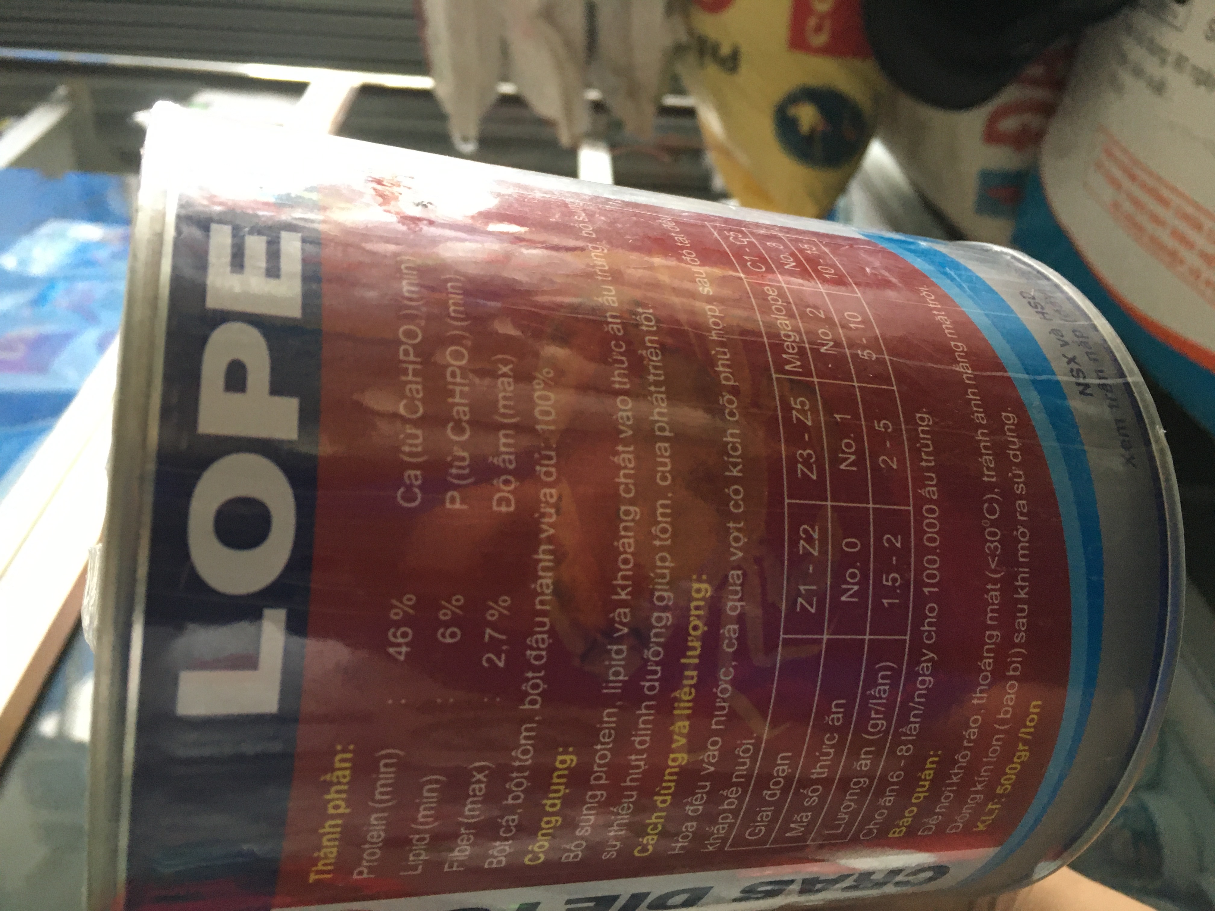 Lope no 3 cua  bổ sung protein , lipid , khoáng vào đồ ăn giúp tôm cua cua cá thuỷ hải sản  mau lớn ,khoẻ mạnh ,tốt