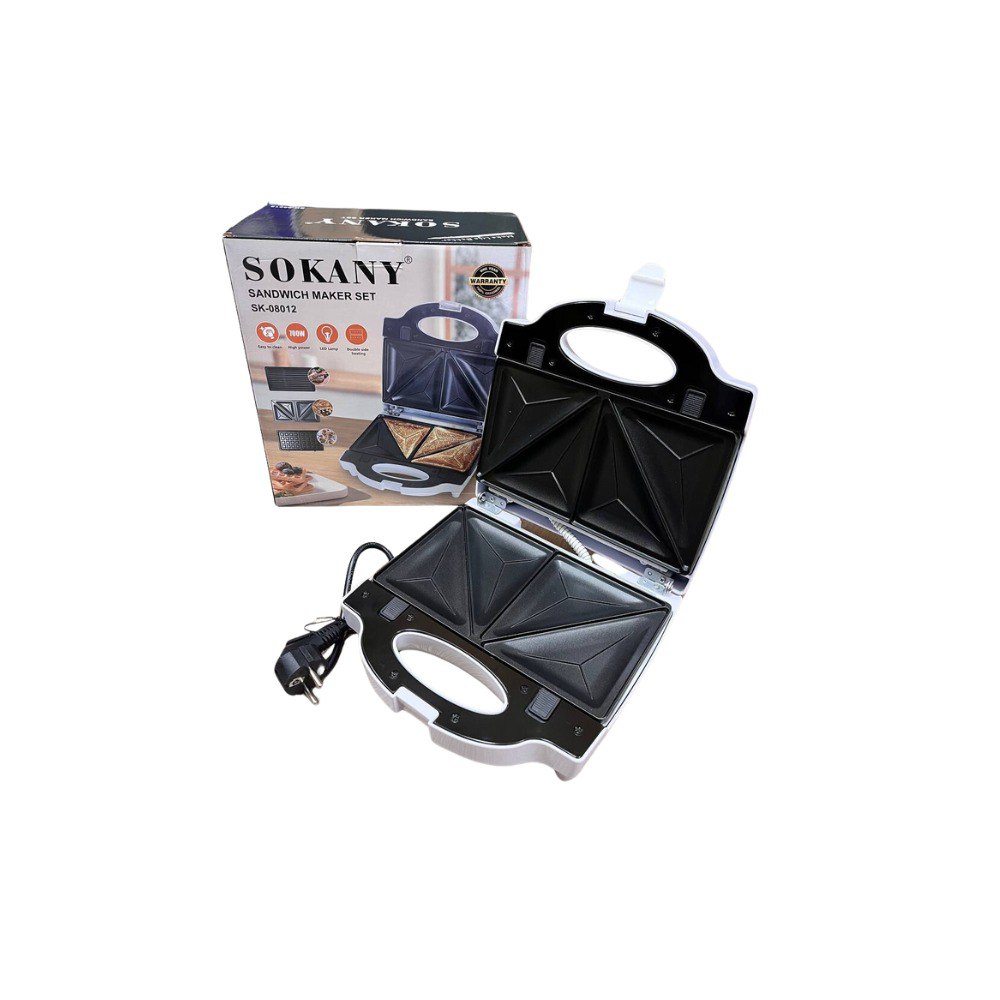 Máy kẹp bánh mỳ sandwich, máy nướng bánh mỳ 3IN1 SOKANY SK-08012 đa năng công suất 700W, dẽ vệ sinh -  HÀNG CHÍNH HÃNG