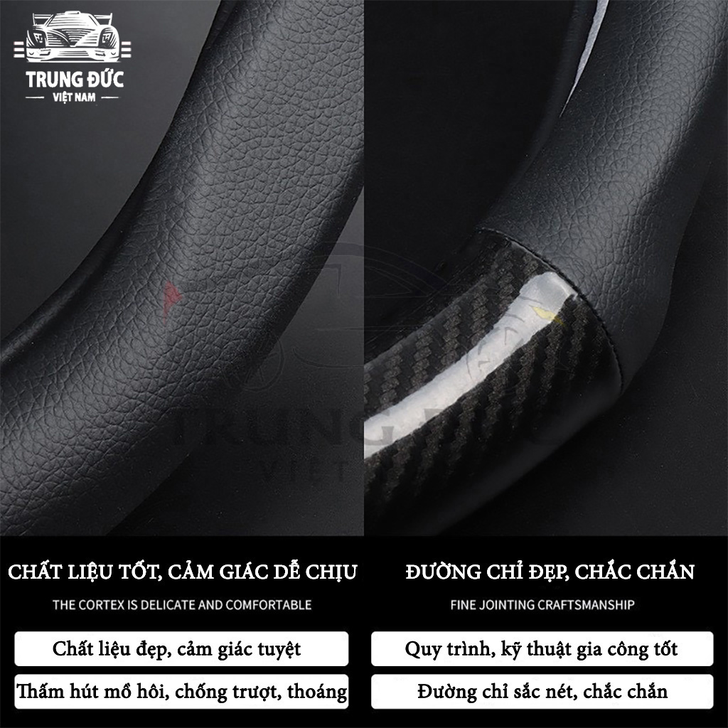 Bao Da Vọc Vô Lăng Cacbon TRUNGDUCVN BDVL-CB size 38cm Bảo Vệ Tay Lái Khỏi Những Vết Trầy Xước - Hàng Chính Hãng
