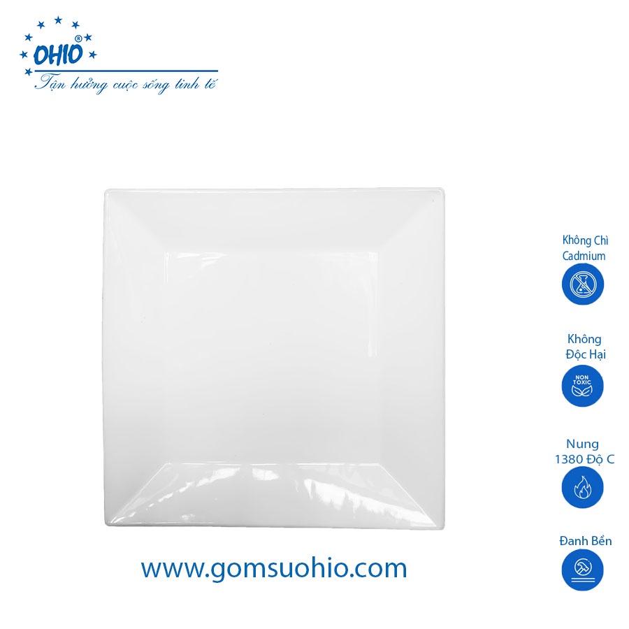 Đĩa Vuông 25cm Sứ Trắng OHIO