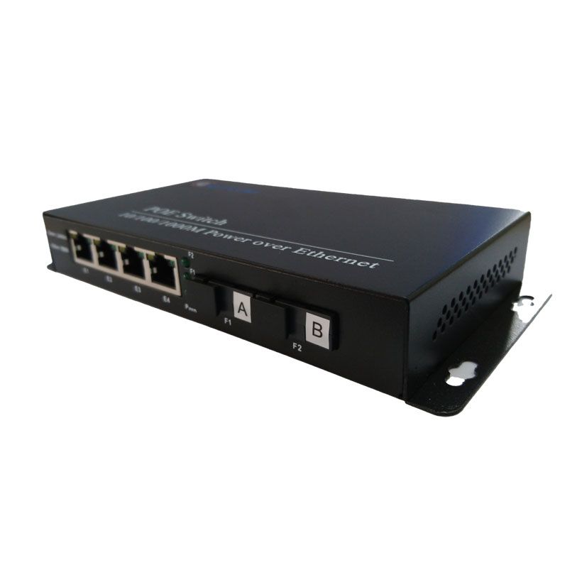 Switch quang PoE chuyển tiếp Gnetcom HL-2F4EP-1000 | 2 port fiber,4 lan 10/100/1000MB - Hàng Chính hãng