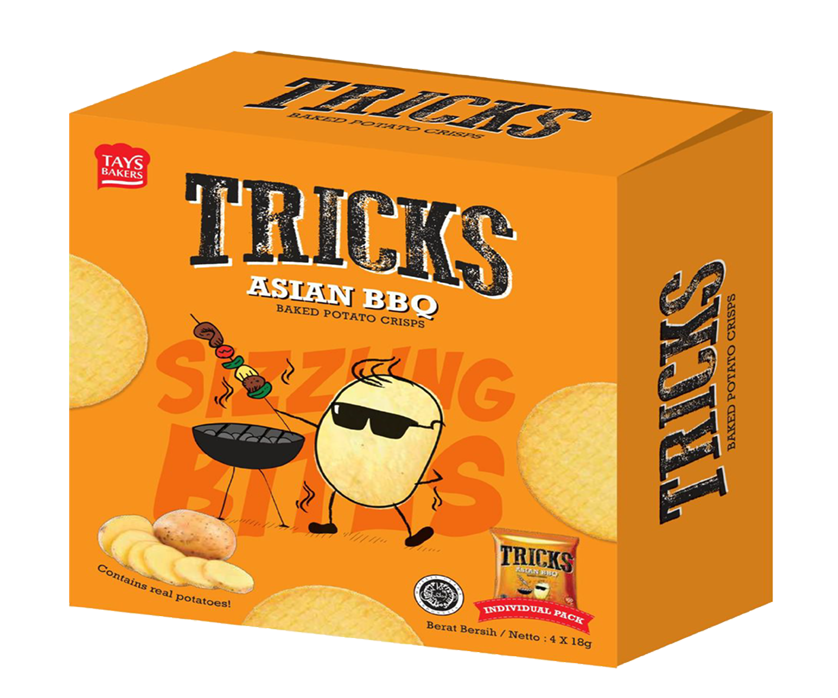 Bánh Khoai Tây Lát Tricks Vị BBQ Châu Á (Hộp 4 gói x 18gr)