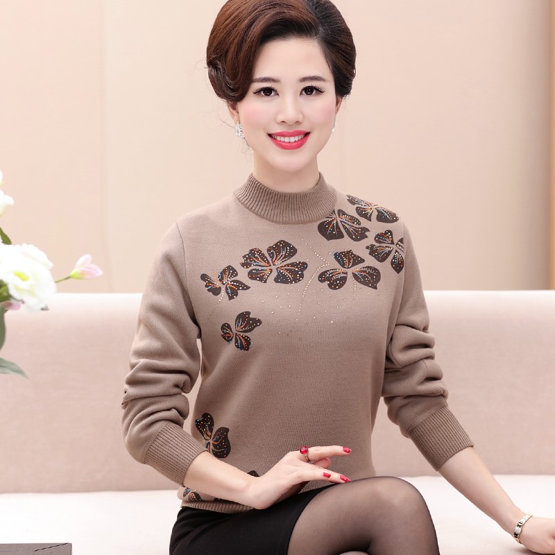 Áo len lót nỉ nữ trung niên cao cấp dày dặn ấm áp bất chấp các loại gió mùa - NP2365