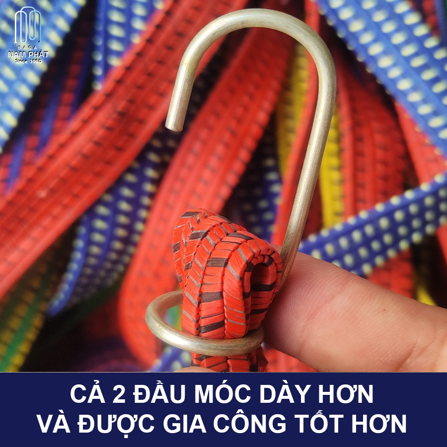 Dây ràng dẹp, dây su dẹp, dây chun chằn hàng 2 đầu móc loại tốt cực dày 1m6