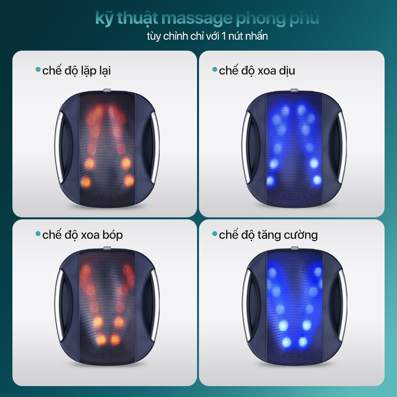 Máy Massage Lưng,Trang bị 12 đầu massage riêng biệt 4 chế độ massage