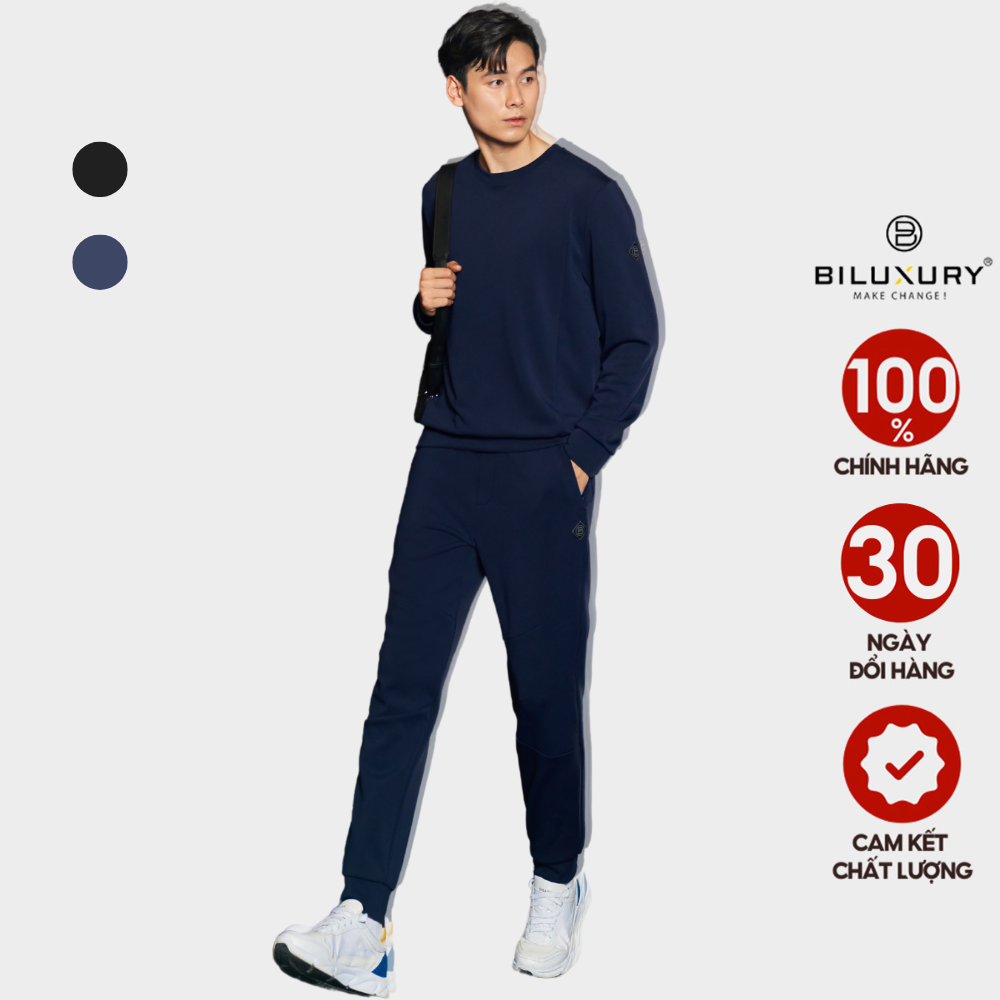 Bộ nỉ thể thao nam BILUXURY chất nỉ cao cấp co dãn mềm mịn thoải mái khi vận động 6BNOT004