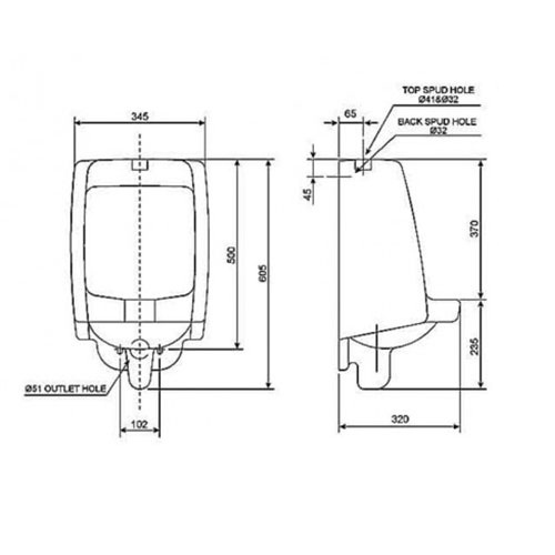 Bồn tiểu nam American Standard Mini Washbrook VF-6401(chưa bao gồm van xả)