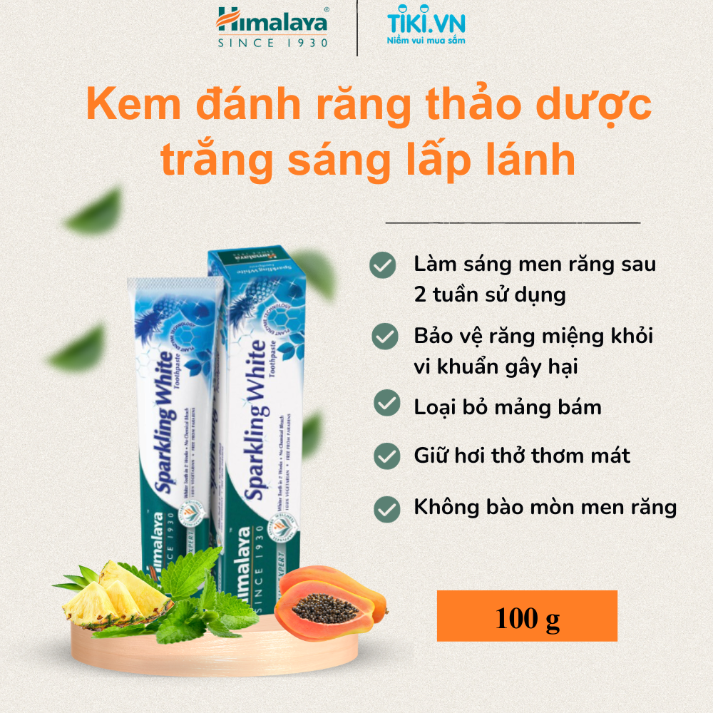 Kem Đánh Răng Trắng Sáng Lấp Lánh Sparking White Himalaya Herbals HMTP0002