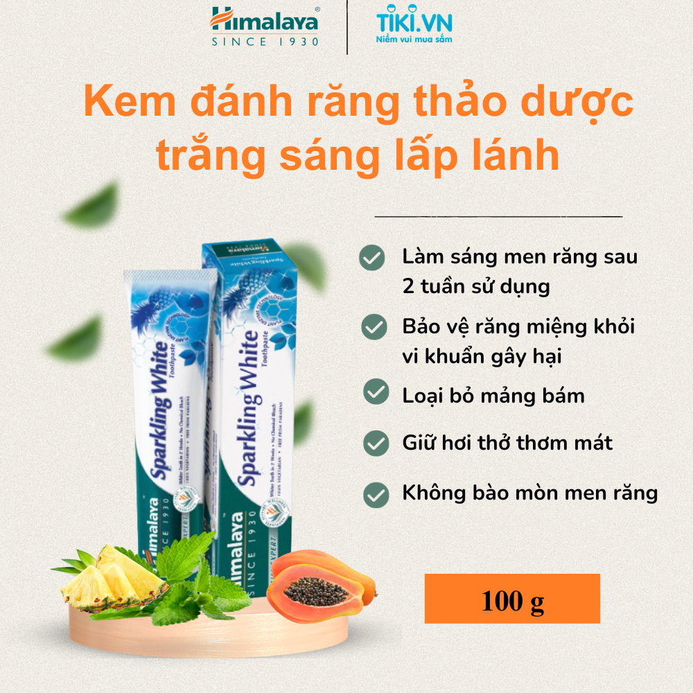 Kem Đánh Răng Trắng Sáng Lấp Lánh Sparking White Himalaya Herbals HMTP0002 (100g)