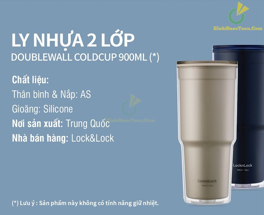 Ly Nhựa 2 Lớp LocknLock 900ml HAP502NVY - Màu