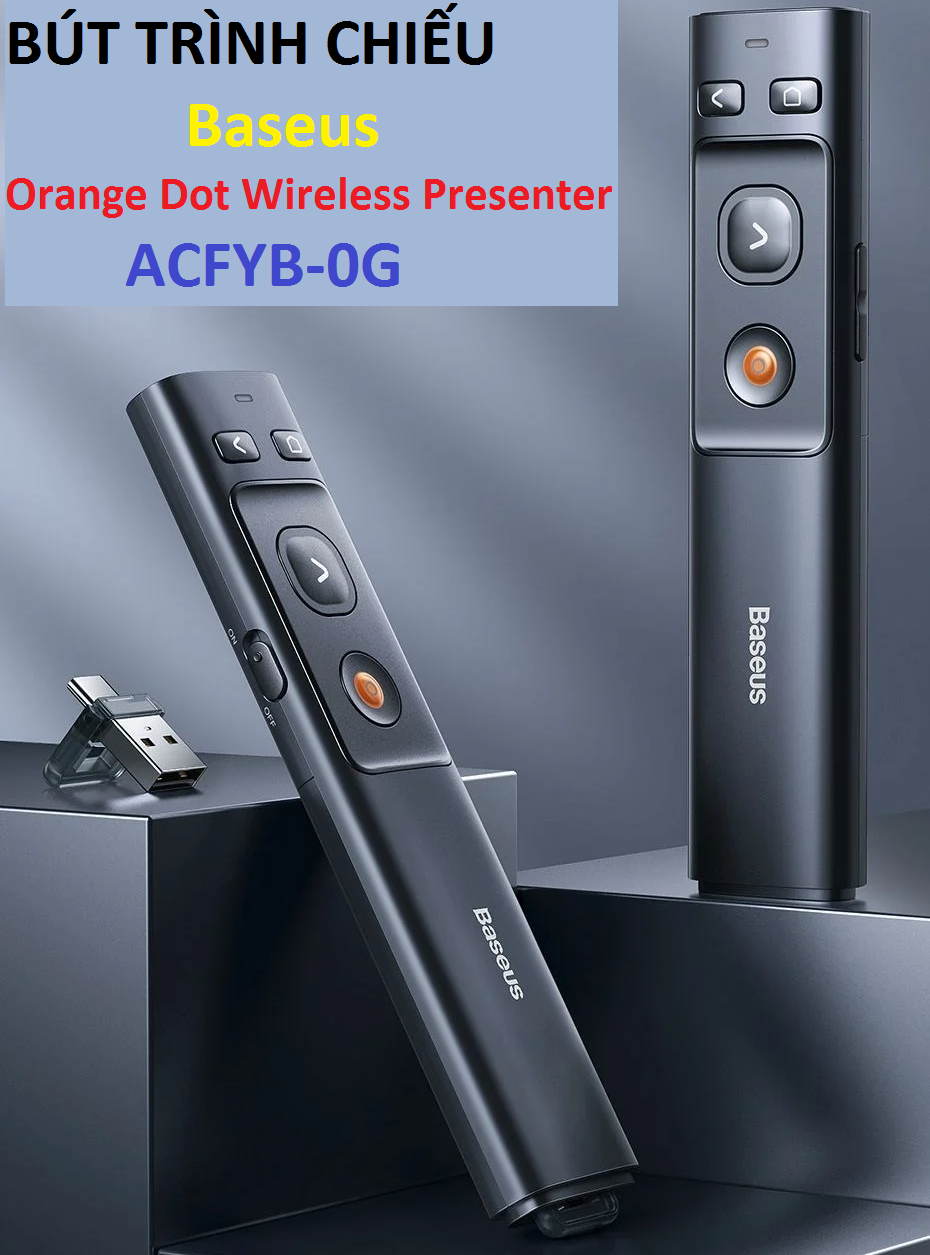 Bút trình chiếu Baseus Orange Dot Wireless Presenter ACFYB-0G - Hàng chính hãng