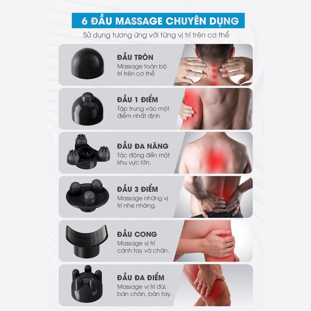 Máy Massage Cầm Tay Không Dây AJIDO AJ - MH48 6 Đầu Mát Xa Chuyên Sâu Toàn Thân, Lưng, Tay, Chân, Cổ Vai Gáy