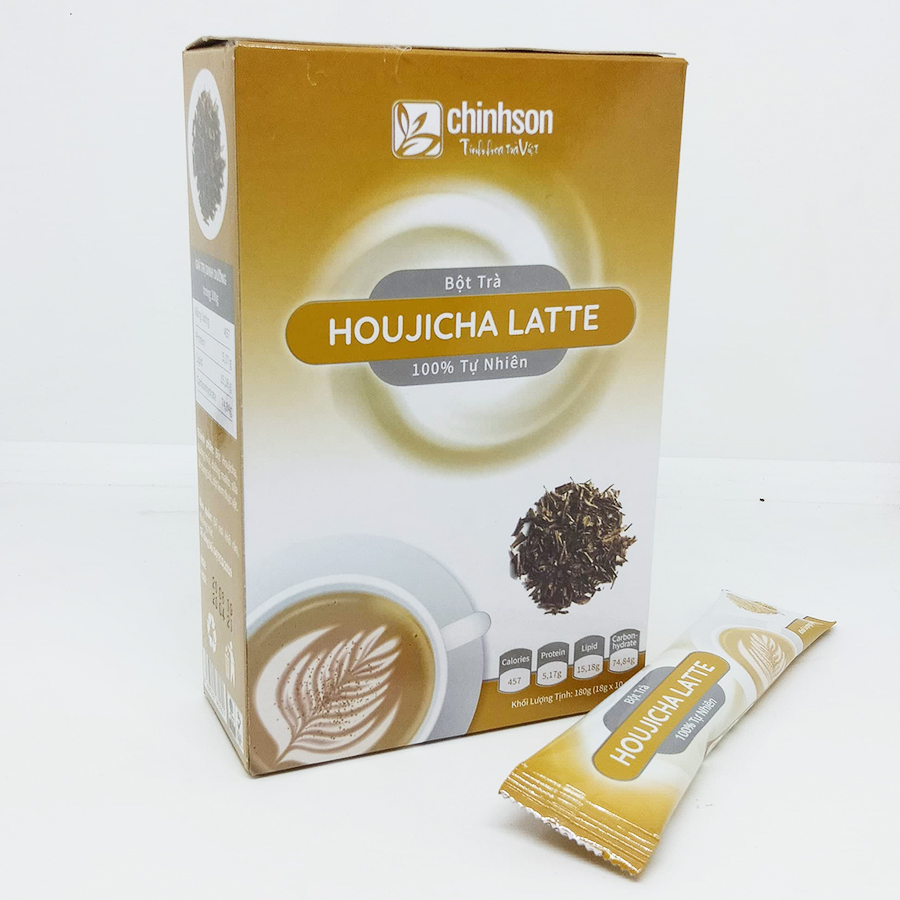 Bột trà Houjicha Latte Chính Sơn 180g (18g x 10 gói) - Hàng Chính Hãng, Tự nhiên 100%