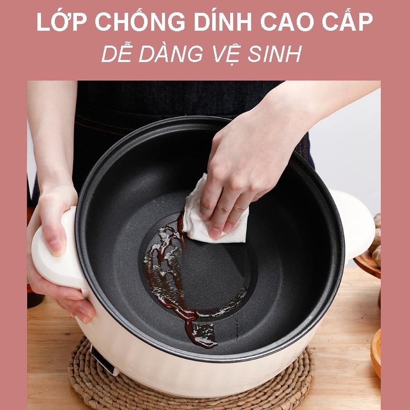 Nồi Lẩu Mini - Nồi Lẩu Điện Mini Kèm Giá Hấp Đa Năng Chống Dính Tiện Lợi Tặng Kèm 7 Món Quà