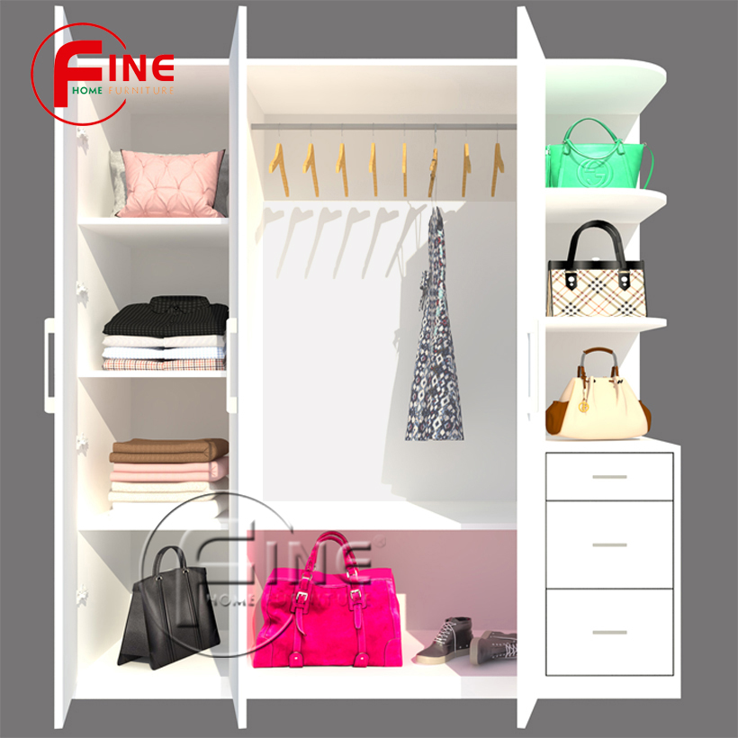 Tủ Quần Áo Sang Trọng FINE FT060T Thiết kế hiện đại, các ngăn tủ rất rộng để xếp gọn và treo quần áo thoải mái