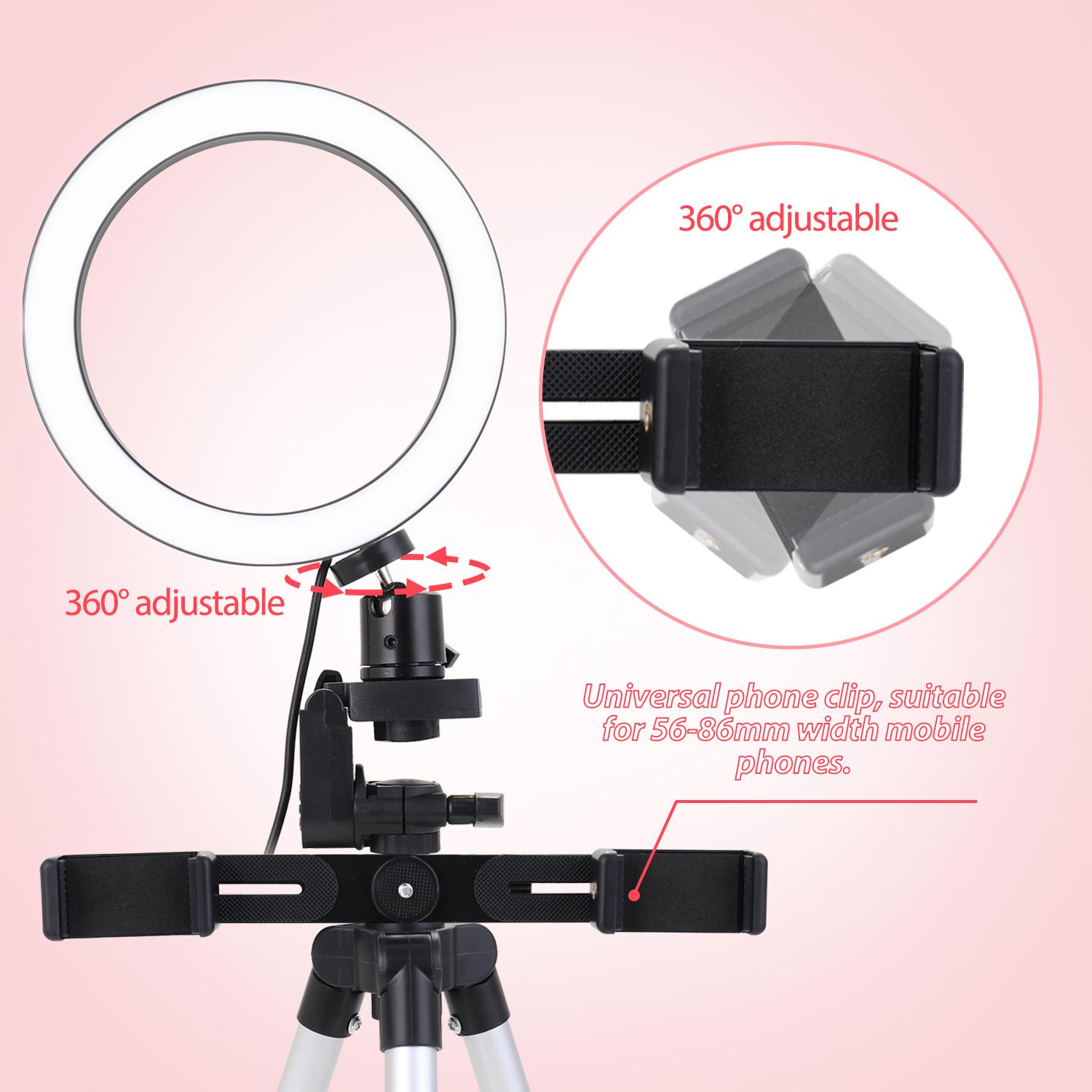 Đèn LED tự sướng tròn 10 inch có thể điều chỉnh độ sáng để chụp ảnh tự sướng truyền hình trực tiếp