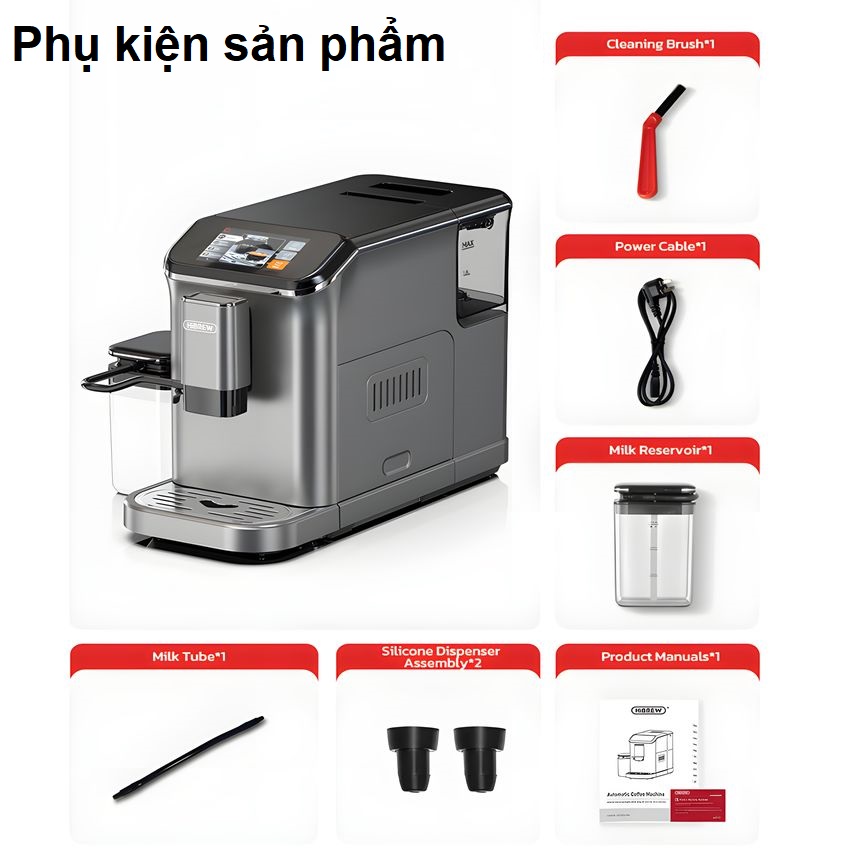 Máy pha cà phê tự động chuyên nghiệp, dùng cho quán cà phê, nhà hàng và khách sạn HiBREW H16 - Hàng Nhập Khẩu